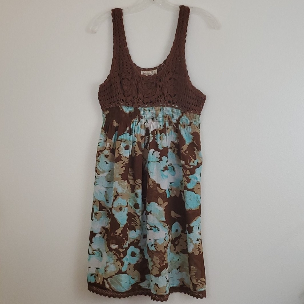 Bhags Boho Crocheted Bodice Artsy Dress S/M